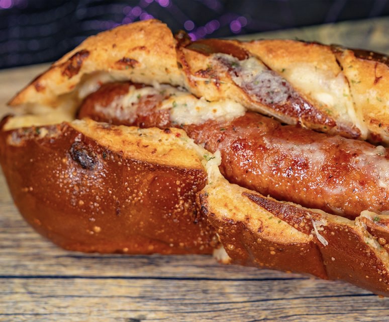 garlic cheesy bread brat