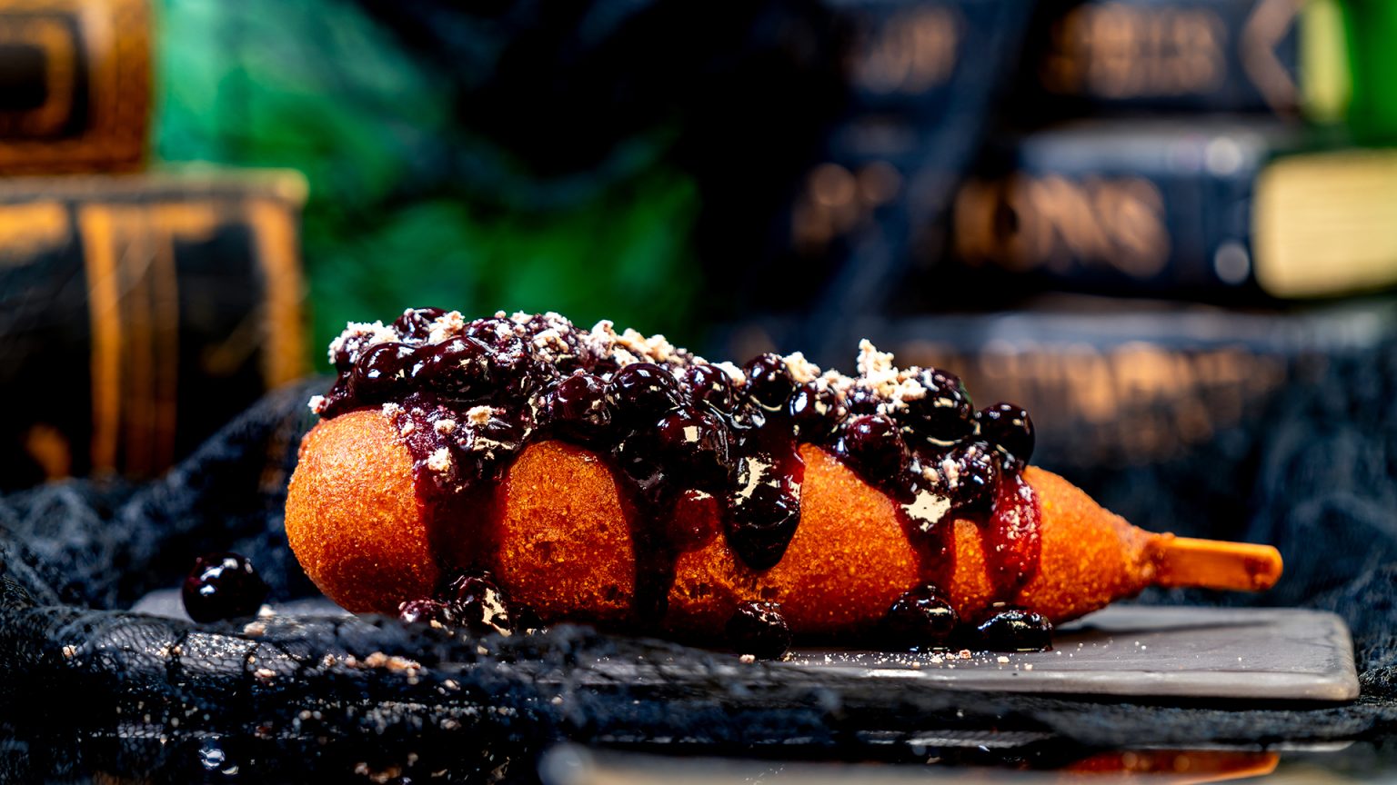 blueberry corndog Disneyland Halloween Foodie Guide