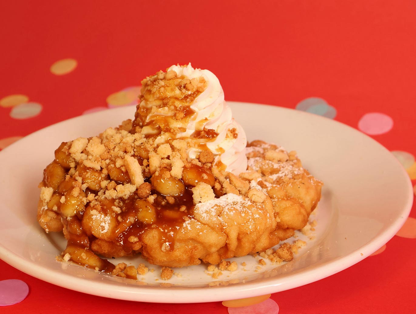 Log Ride Funnel Cake Knotts Berry Farm Wookstock's Bananas Foster Cobbler Funnel Cake