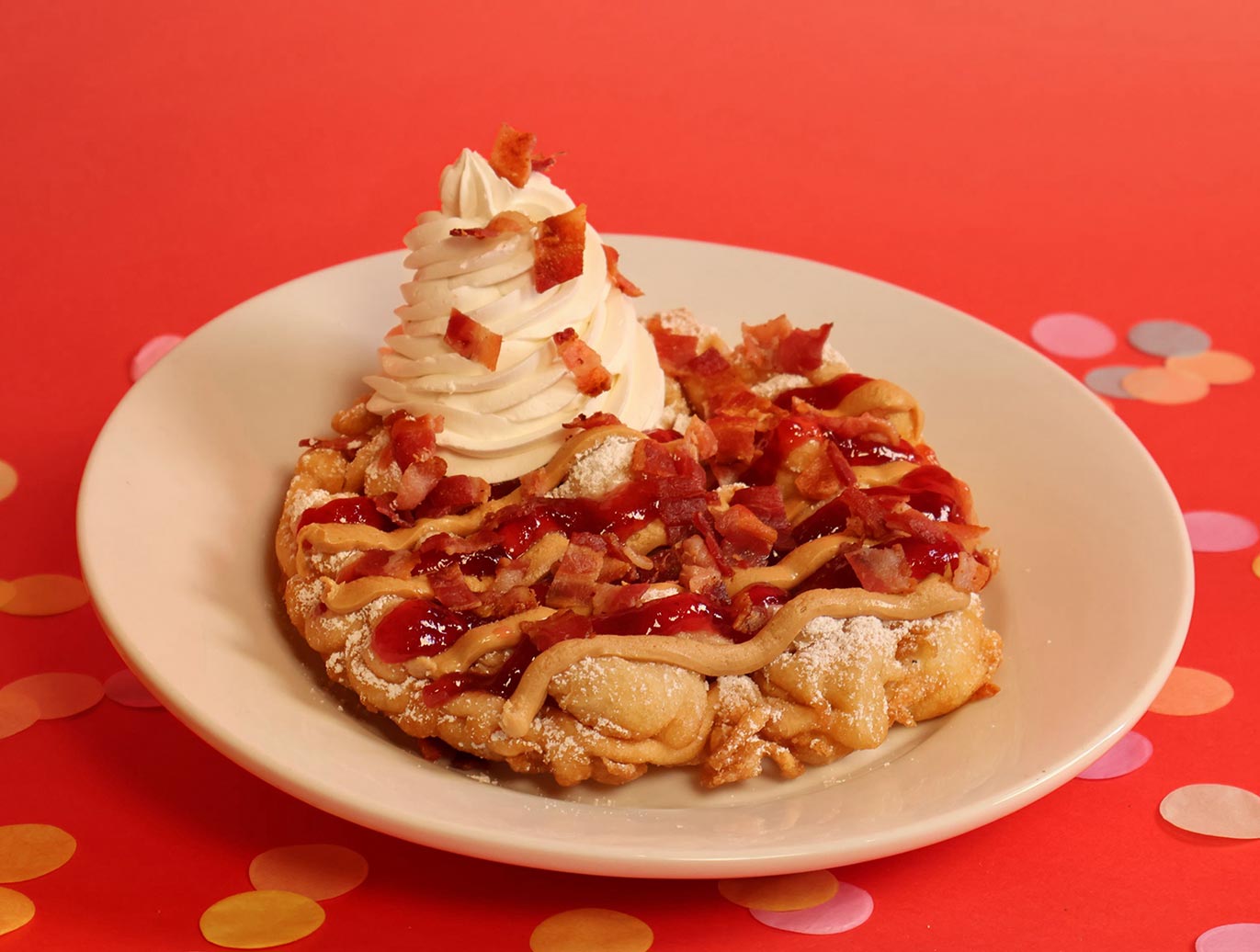 Sutters Funnel Cake Knotts Berry Farm Linus" PB&J Funnel Cake with Bacon